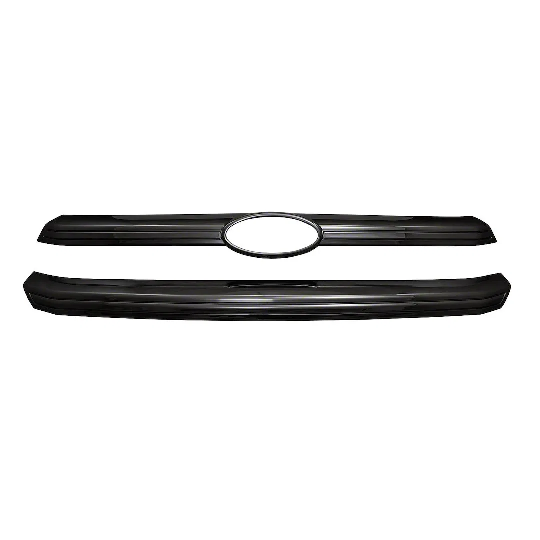 GI148BLK – COAST2COAST Grille Insert, Overlay Bar Style 2 Piece With Emblem Cutout Gloss Black ABS Plastic